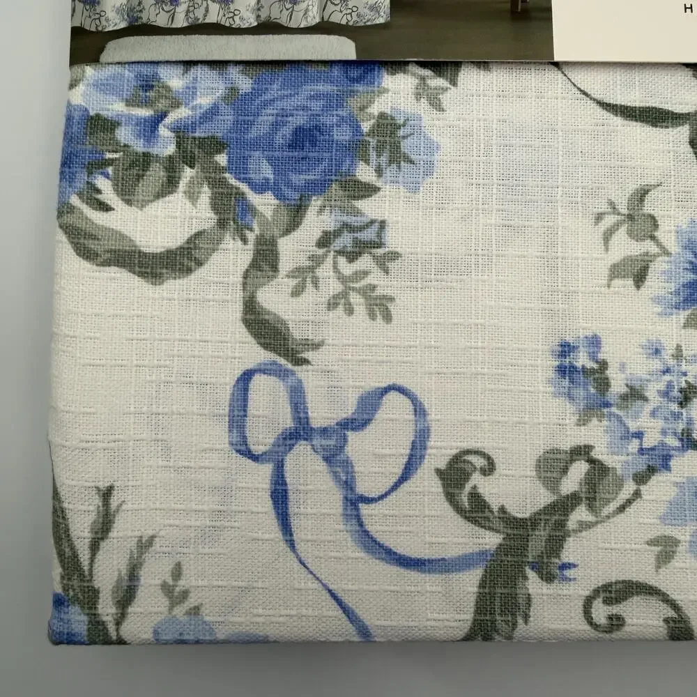 Laura Ashley Pricilla's Bows Shower Curtain Floral Cottagecore Blue White 72x72